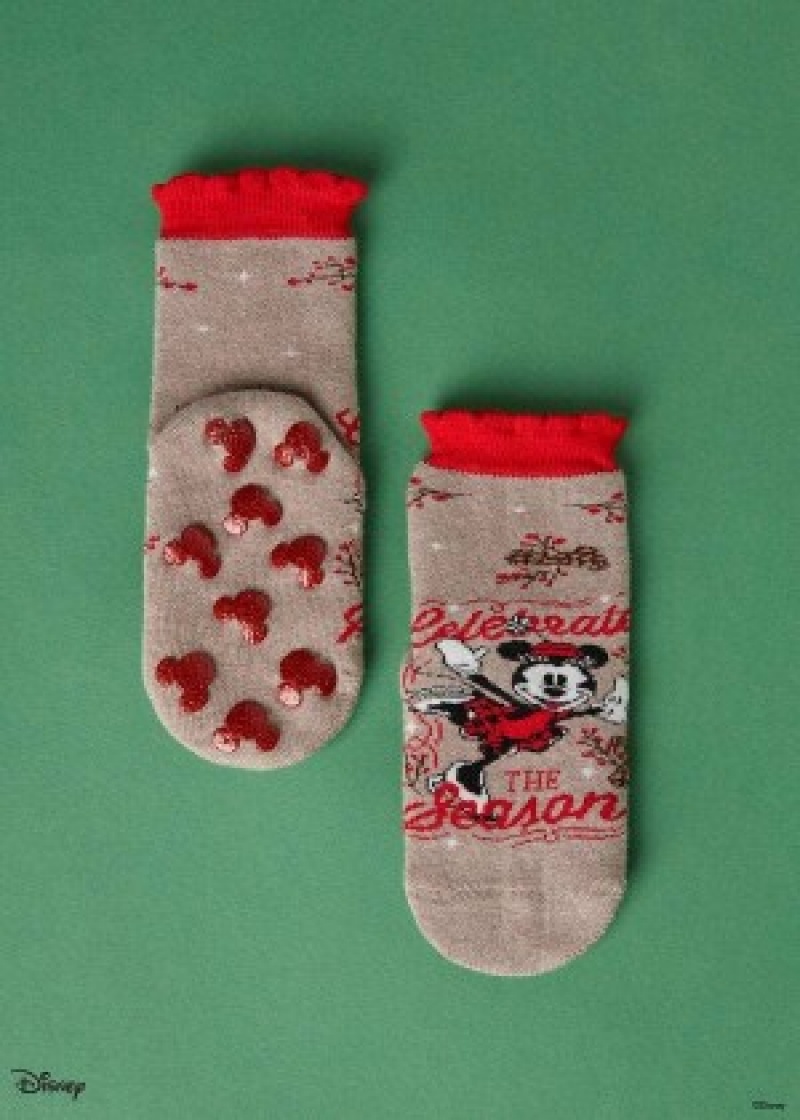 καλτσεσ Calzedonia Non-slip Disney Minnie Mouse Christmas κοντο παιδικα καφε | GR3191HK
